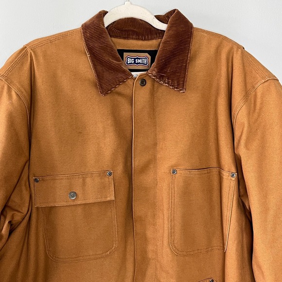 Big Smith Mens 2X Workwear Jacket Brown Chore Coat Corduroy Collar ThInsulated - Picture 2 of 16